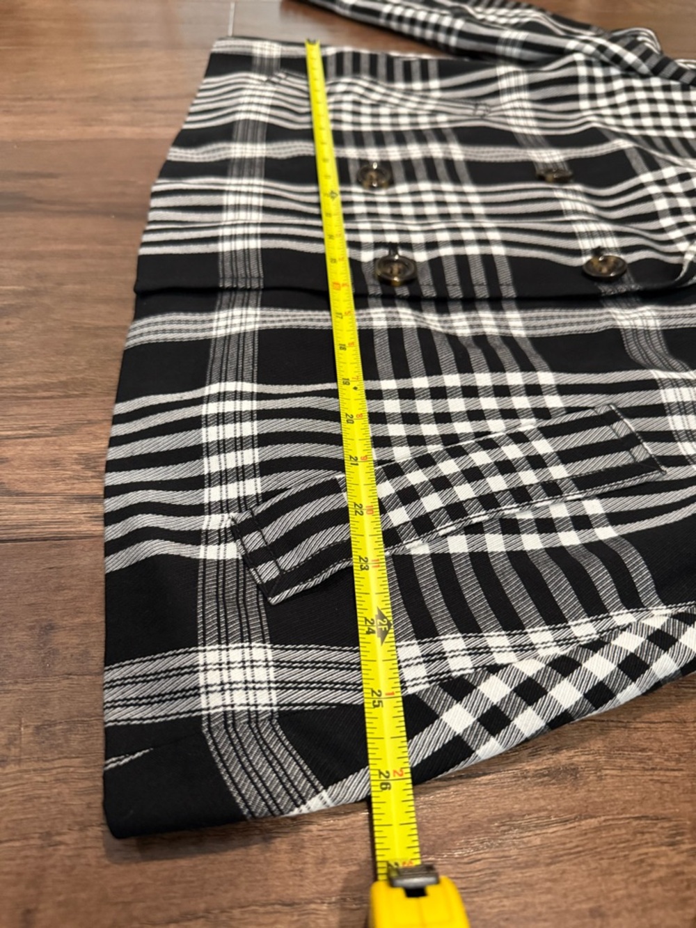 Ann Taylor Workwear Black and White Plaid Double-Breasted Blazer Women’s Large - Picture 8 of 11